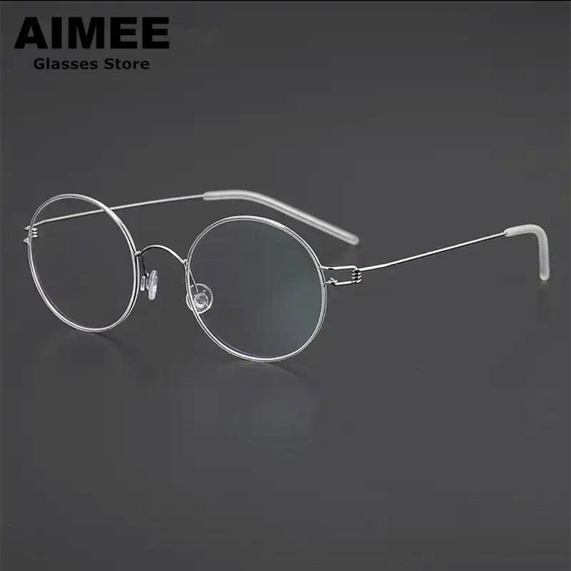 Aimee Women's Semi Rim Round Screwless Titanium Eyeglasses 46125