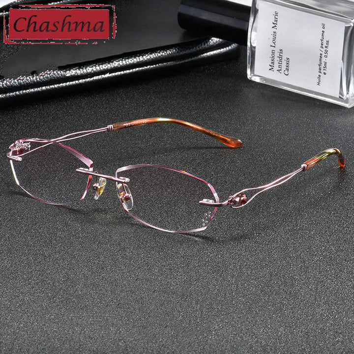 Chashma Women's Rimless Rectangle Oval Titanium Eyeglasses 22671