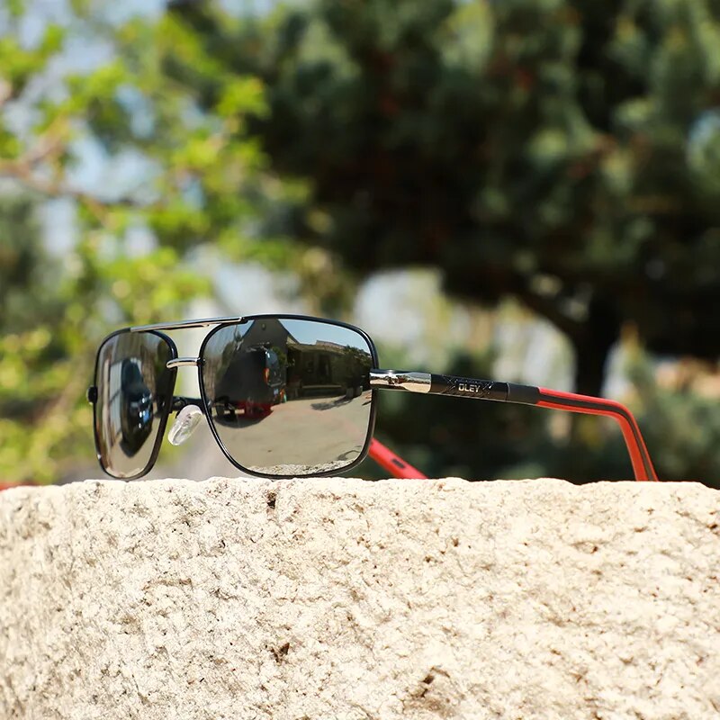 Oley Women's Full Rim Square Double Bridge Aluminum Magnesium Polarized Sunglasses Y7613 Sunglasses Oley