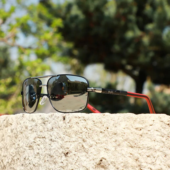 Oley Women's Full Rim Square Double Bridge Aluminum Magnesium Polarized Sunglasses Y7613 Sunglasses Oley