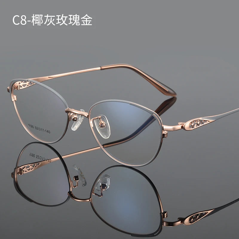 Bclear Women's Full Rim Oval Cat Eye Alloy Eyeglasses 61190