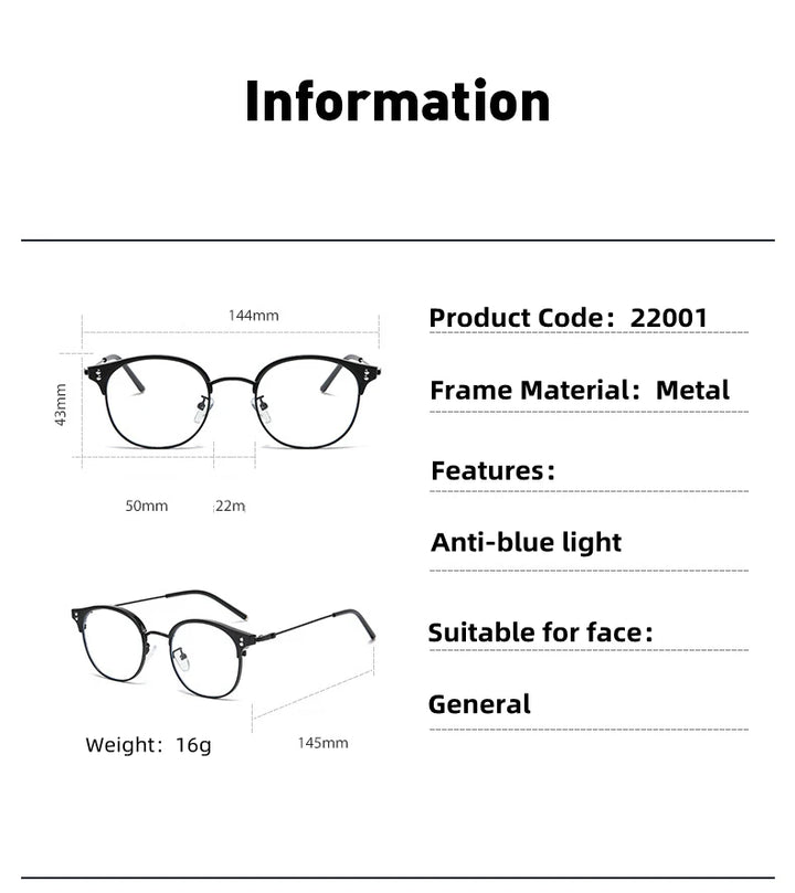 Kocolior Mens Full Frame Small Browline Square Alloy Reading Glasses 22001 Reading Glasses Kocolior