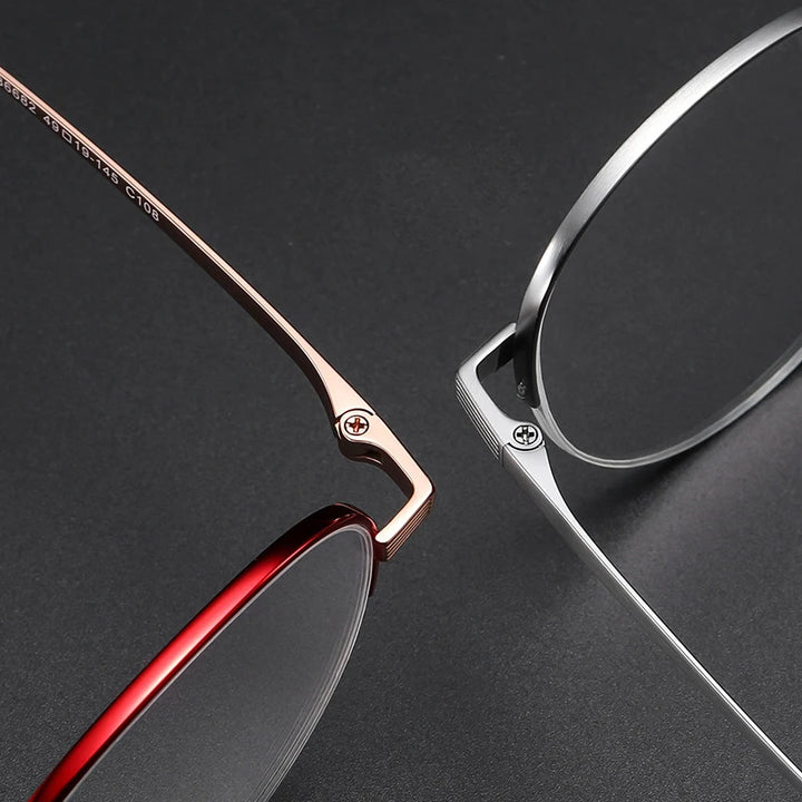 Bclear Unisex Semi Rim Round Titanium Eyeglasses 86682 Semi Rim Bclear