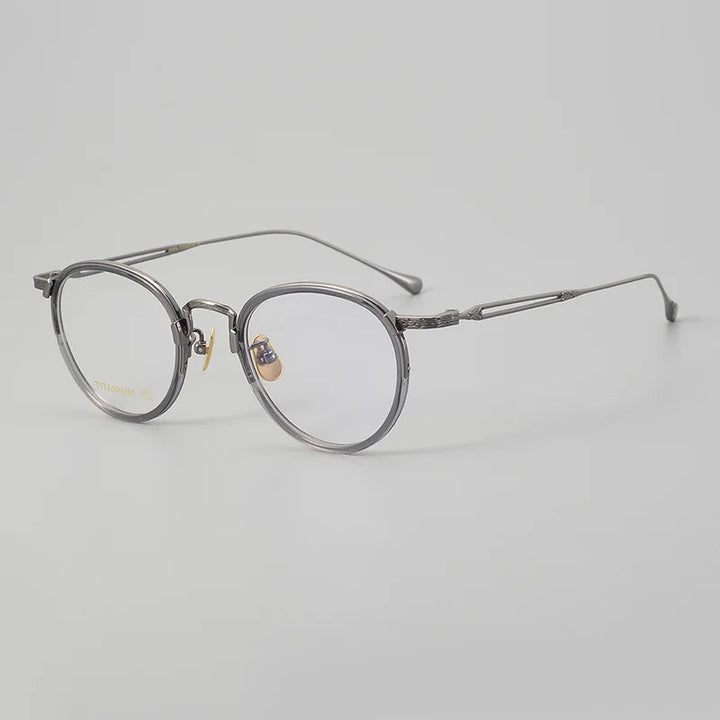 Black Mask Unisex Full Rim Oval Titanium Acetate Eyeglasses E046 Full Rim Black Mask Gray