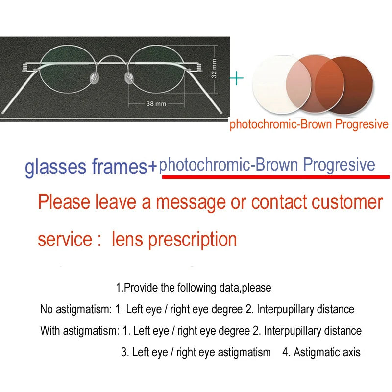 Yujo Unisex Full Rim Oval Steel Custom Eyeglasses 61423