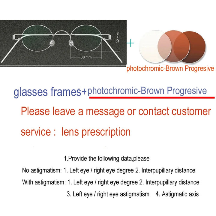 Yujo Unisex Full Rim Oval Steel Custom Eyeglasses 61423