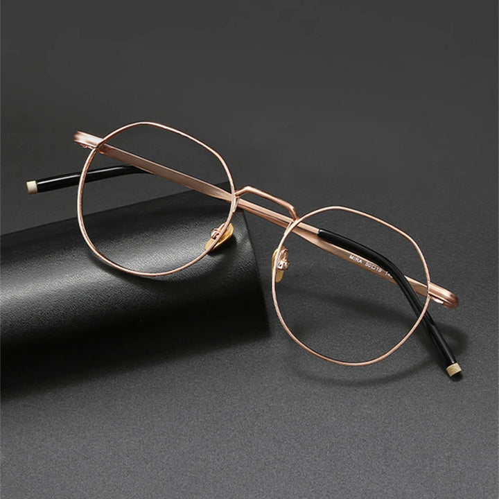 Black Mask Unisex Full Rim Round Titanium Eyeglasses M137 Full Rim Black Mask