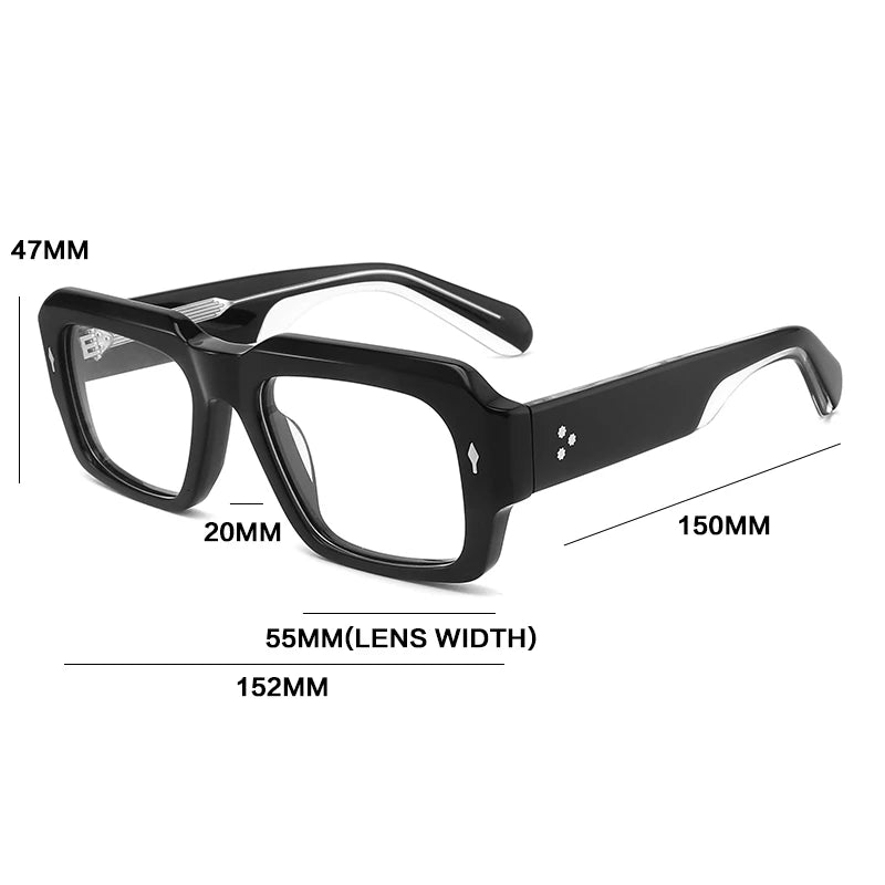 Gatenac Unisex Full Rim Big Square Acetate Reading Glasses G91019