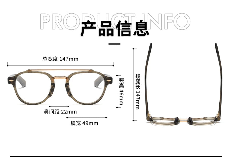 Black Mask Unisex Full Rim Oval Double Bridge Acetate Eyeglasses 63468
