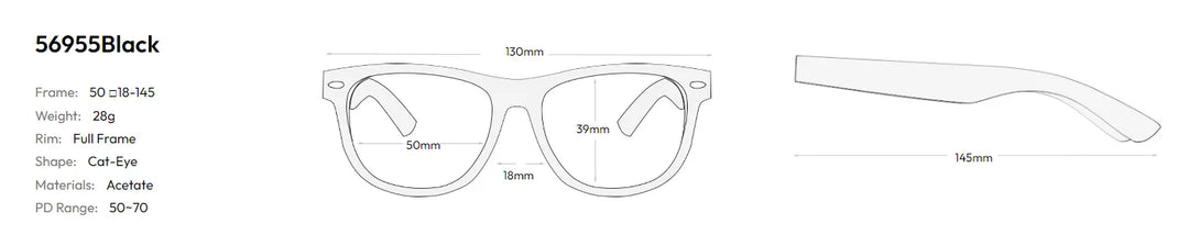 CCspace Women's Full RIm Cat Eye Acetate Hyperopic Reading Glasses R56955 Reading Glasses CCspace