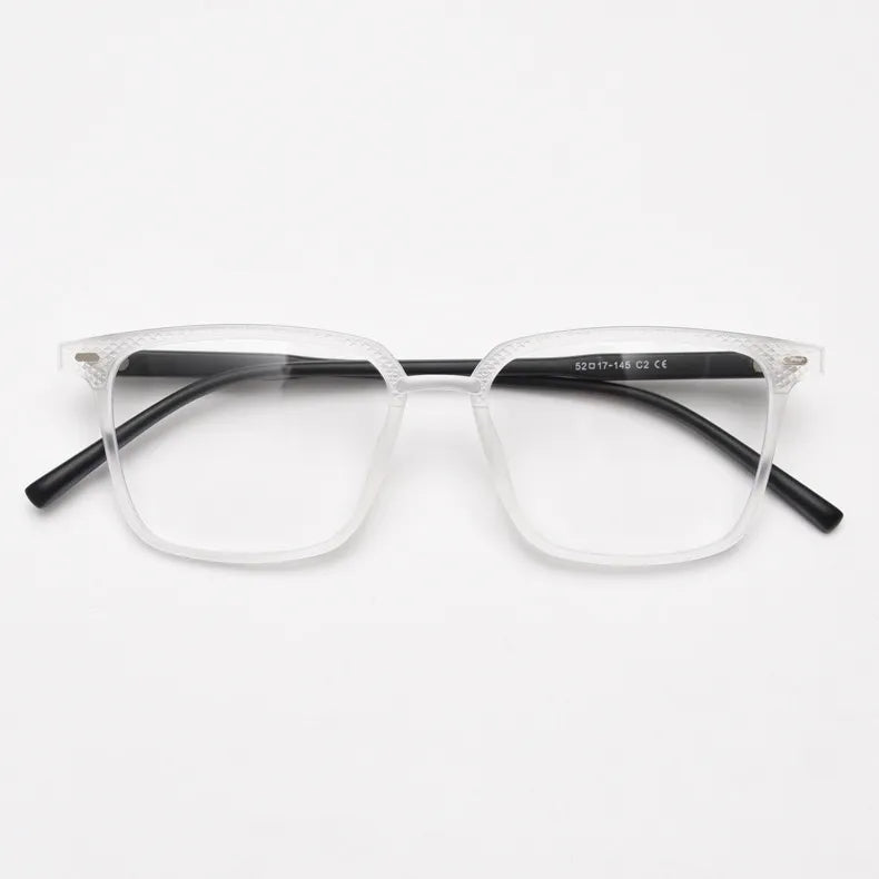 CCspace Unisex Full Rim Square Tr 90 Titanium Eyeglasses 56902 Full Rim CCspace C2BlackClear