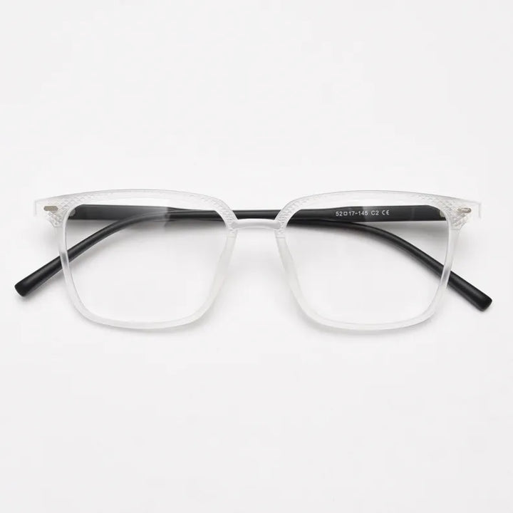 CCspace Unisex Full Rim Square Tr 90 Titanium Eyeglasses 56902 Full Rim CCspace C2BlackClear