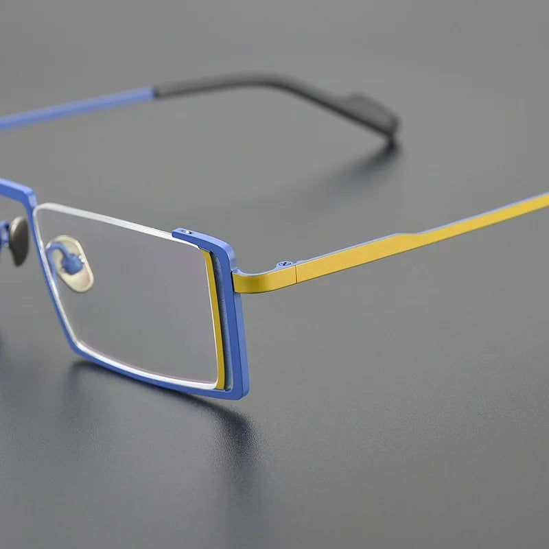 Nobler Unisex Semi Rim Square Titanium Eyeglasses 18780 Semi Rim Nobler
