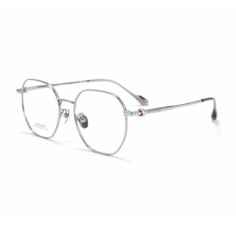Yimaruili Unisex Full Rim Polygon Titanium Alloy Eyeglasses Y61039 Full Rim Yimaruili Eyeglasses Silver