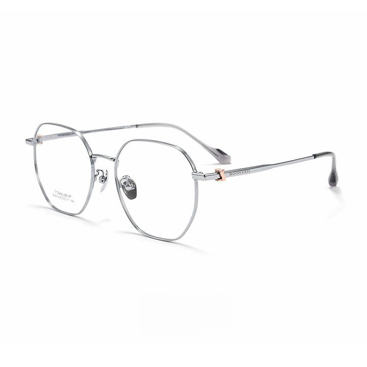 Yimaruili Unisex Full Rim Polygon Titanium Alloy Eyeglasses Y61039 Full Rim Yimaruili Eyeglasses Silver