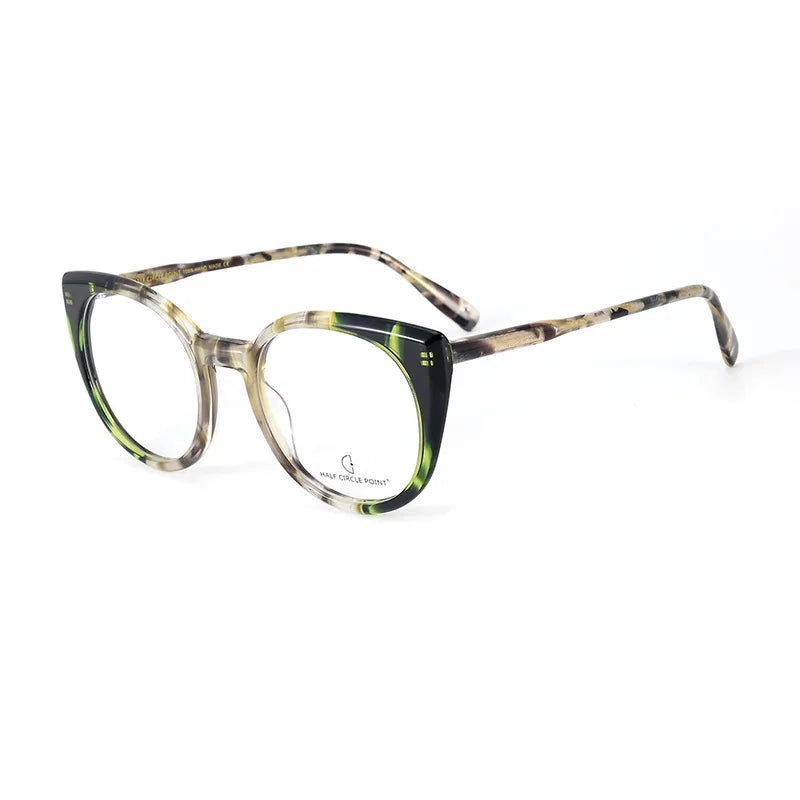 Nobler Unisex Full Rim Round Cat Eye Acetate Eyeglasses T028 Full Rim Nobler