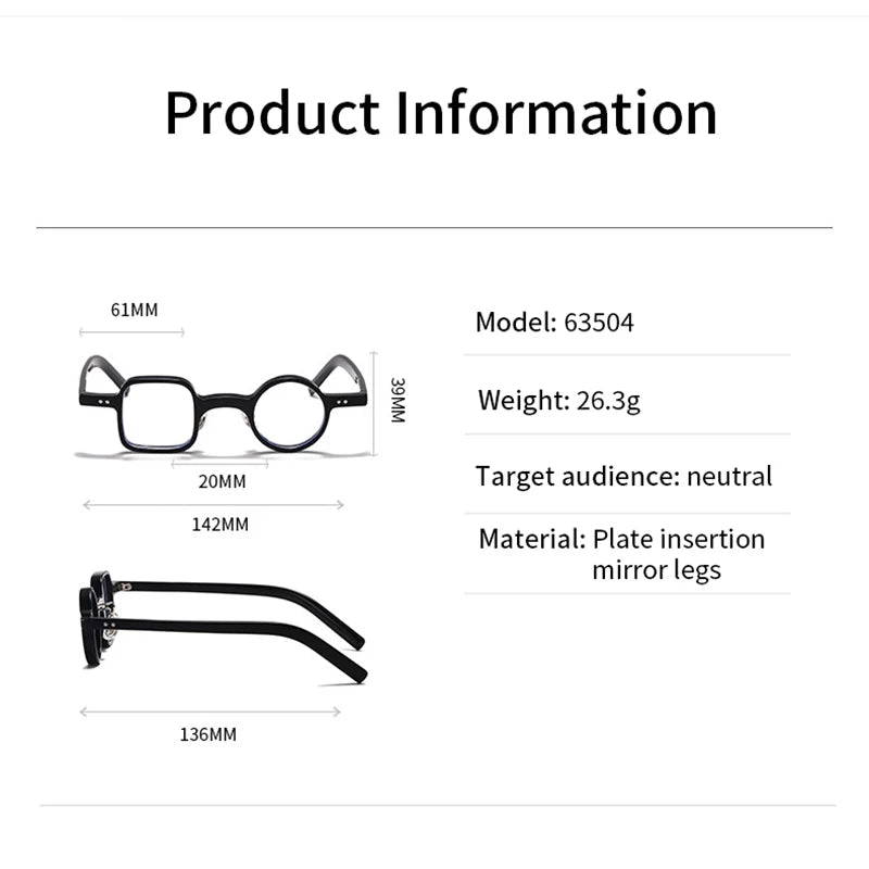 Xbora Unisex Full Rim Round Square Acetate Eyeglasses 63504