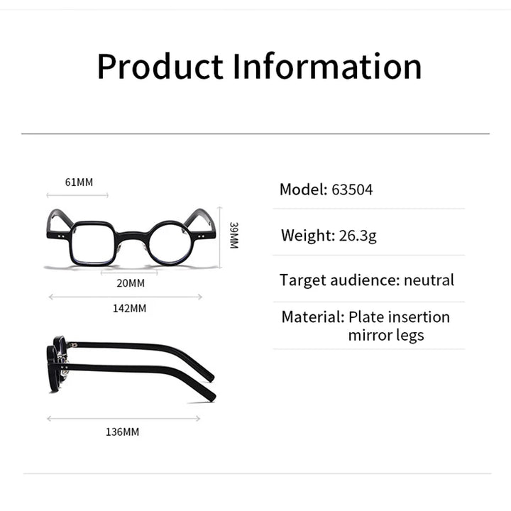 Xbora Unisex Full Rim Round Square Acetate Eyeglasses 63504