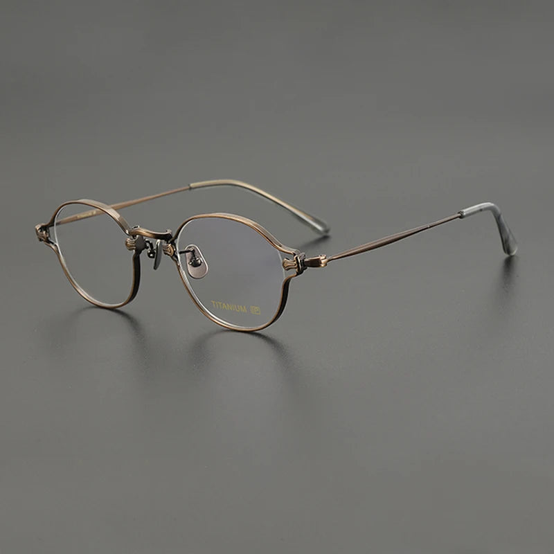 Gatenac Unisex Full Rim Round Small Titanium Eyeglasses Gxyj1199 Full Rim Gatenac Bronze