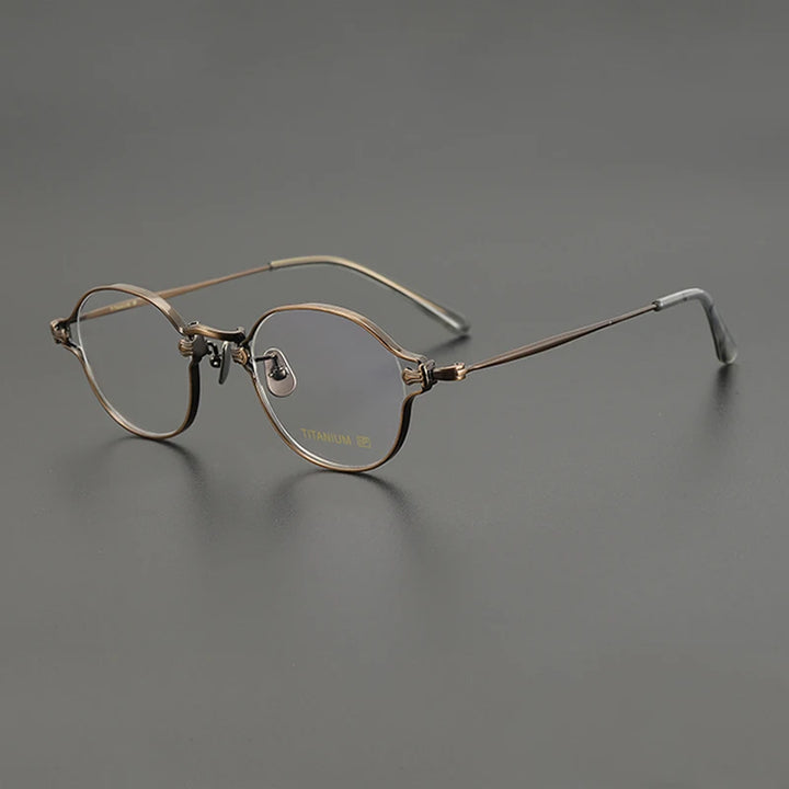 Gatenac Unisex Full Rim Round Small Titanium Eyeglasses Gxyj1199 Full Rim Gatenac Bronze