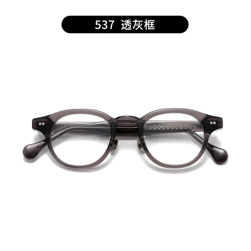 Nobler Unisex Full Rim Round Thick Acetate Temple Eyeglasses 74537 Full Rim Nobler C6