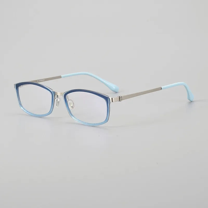 Hewei Women's Full Rim Oval Square Titanium Acetate Eyeglasses 842003 Full Rim Hewei C3 CHINA