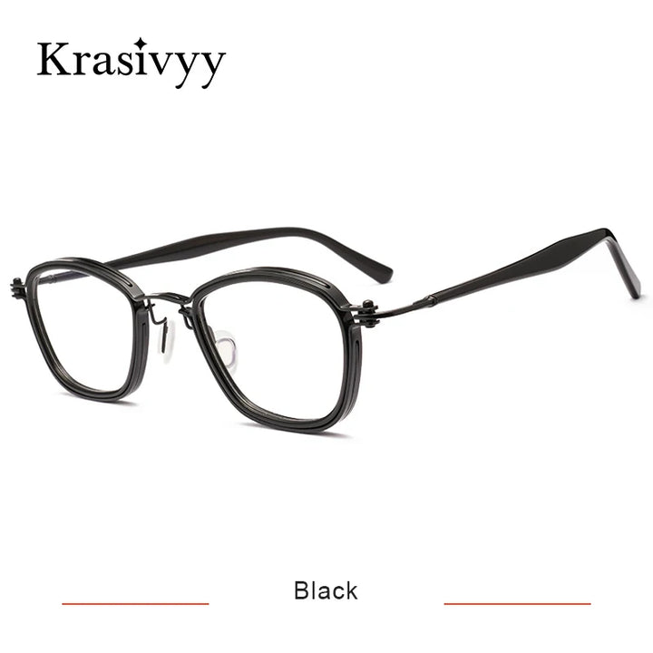Krasivyy Men's Full Rim Oval Square Acetate Titanium Eyeglasses 55861