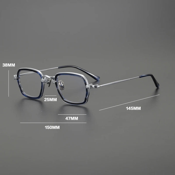 Gatenac Unisex Full Rim Big Square Titanium Acetate Eyeglasses Gxy1556 Full Rim Gatenac