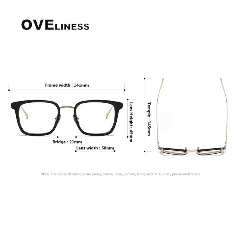 Oveliness Unisex Full Rim Square Acetate Titanium Eyeglasses 14150