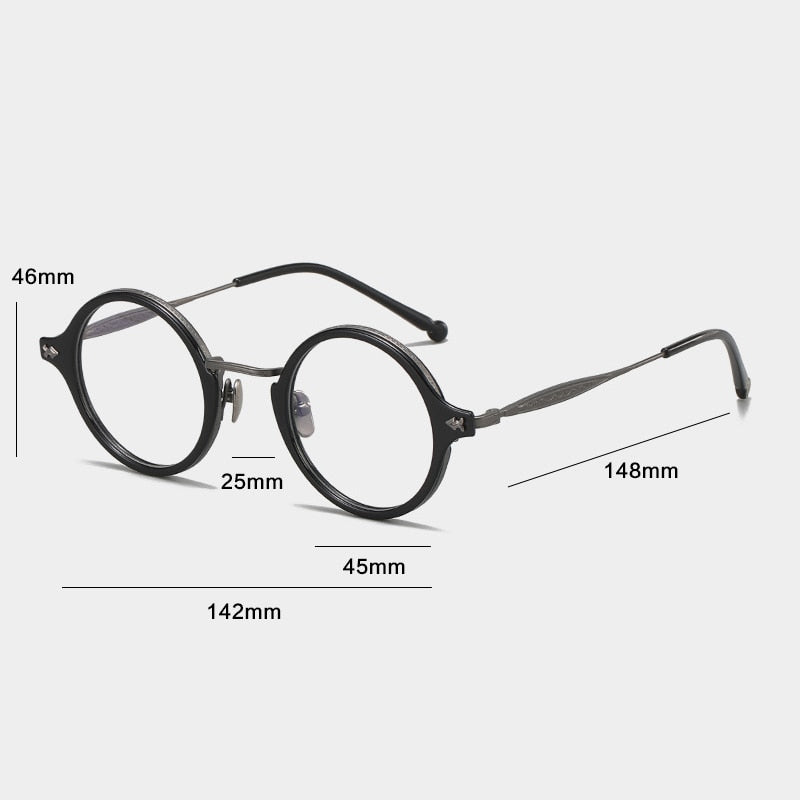 Gatenac Unisex Full Rim Round Acetate Titanium Eyeglasses Gxyj1060 Full Rim Gatenac
