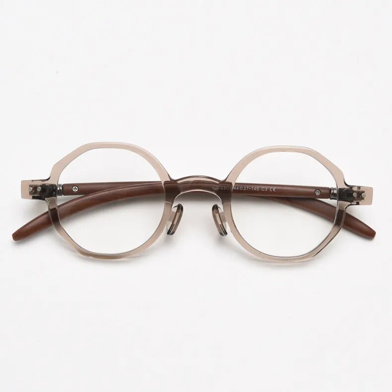 CCspace Unisex Full Rim Polygon Tr 90 Titanium Eyeglasses 56995 Full Rim CCspace C3Khaki