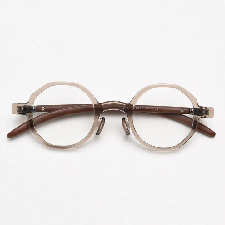 CCspace Unisex Full Rim Polygon Tr 90 Titanium Eyeglasses 56995 Full Rim CCspace C3Khaki