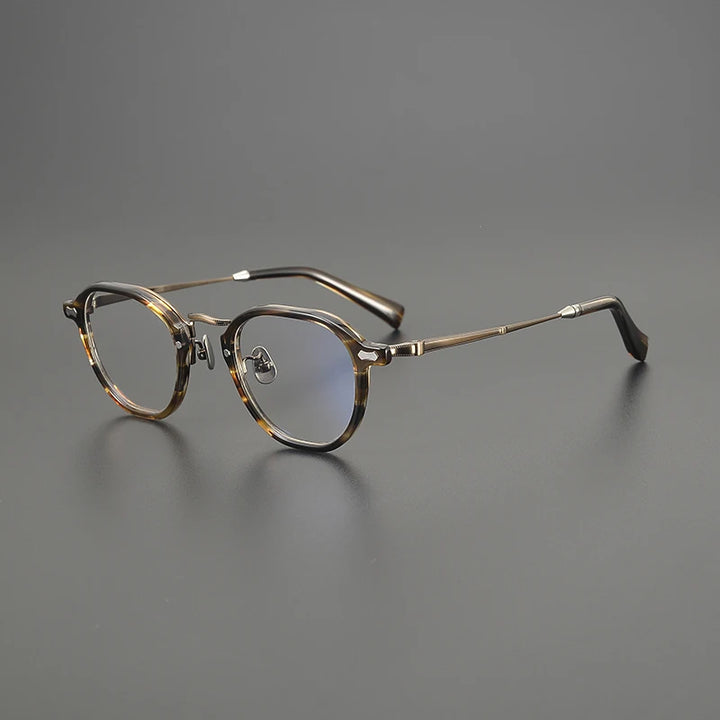 Gatenac Unisex Full Rim Big Oval Acetate Titanium Eyeglasses G1538
