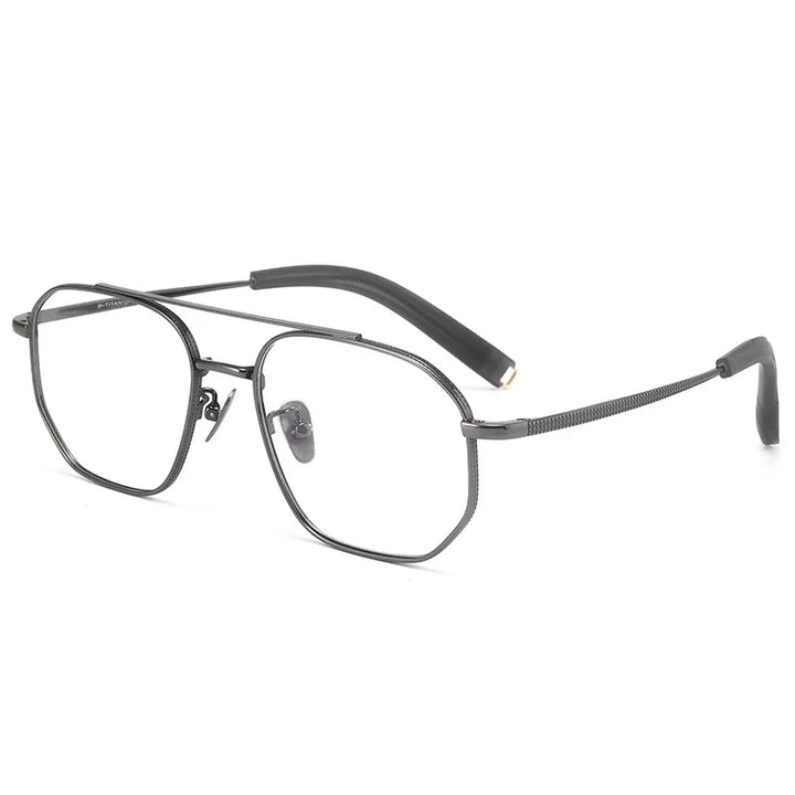 Muzz Unisex Full Rim Polygon Double Bridge Titanium Eyeglasses 97518 Full Rim Muzz GRAY
