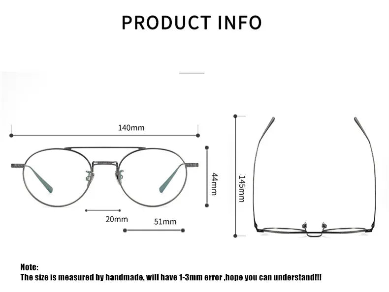 Aimee Unisex Full Rim Round Double Bridge Titanium Eyeglasses 65020