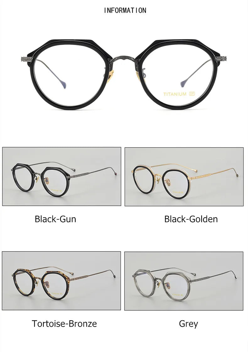 Aimee Unisex Full Rim Flat Top Polygon Titanium Acetate Eyeglasses 13849 Full Rim Aimee