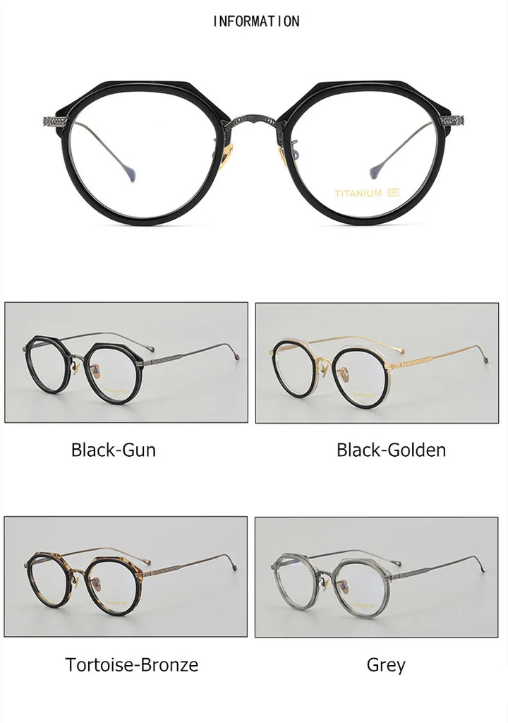 Aimee Unisex Full Rim Flat Top Polygon Titanium Acetate Eyeglasses 13849 Full Rim Aimee