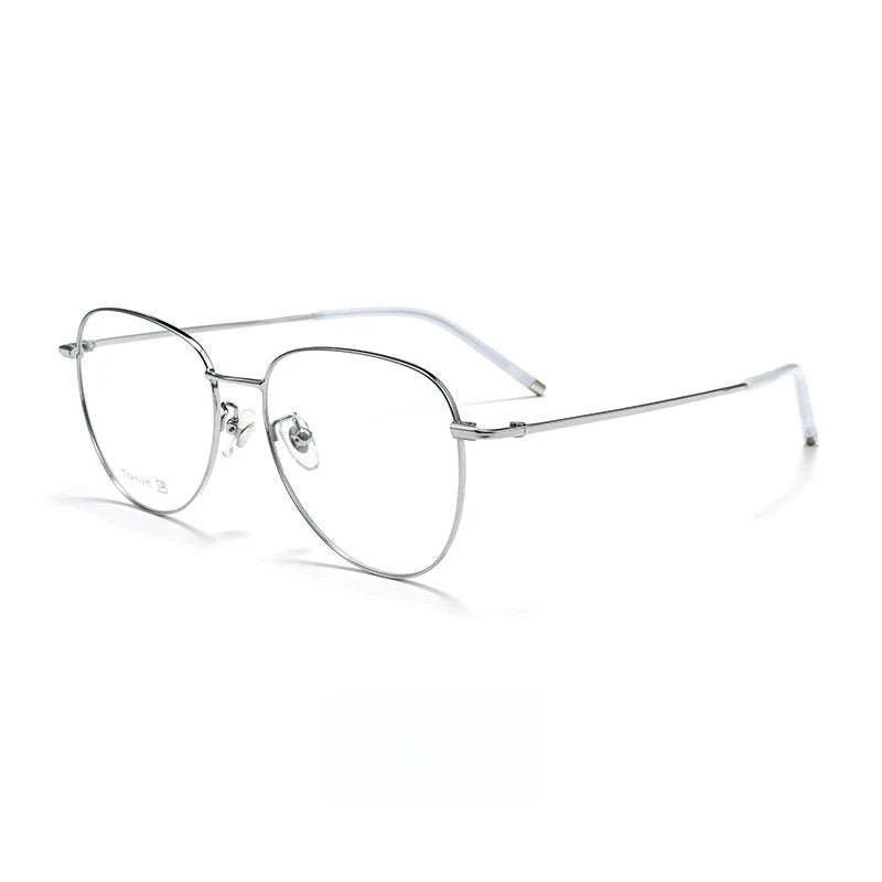 Yimaruili Unisex Full Rim Flat Top Oval Titanium Eyeglasses 68201