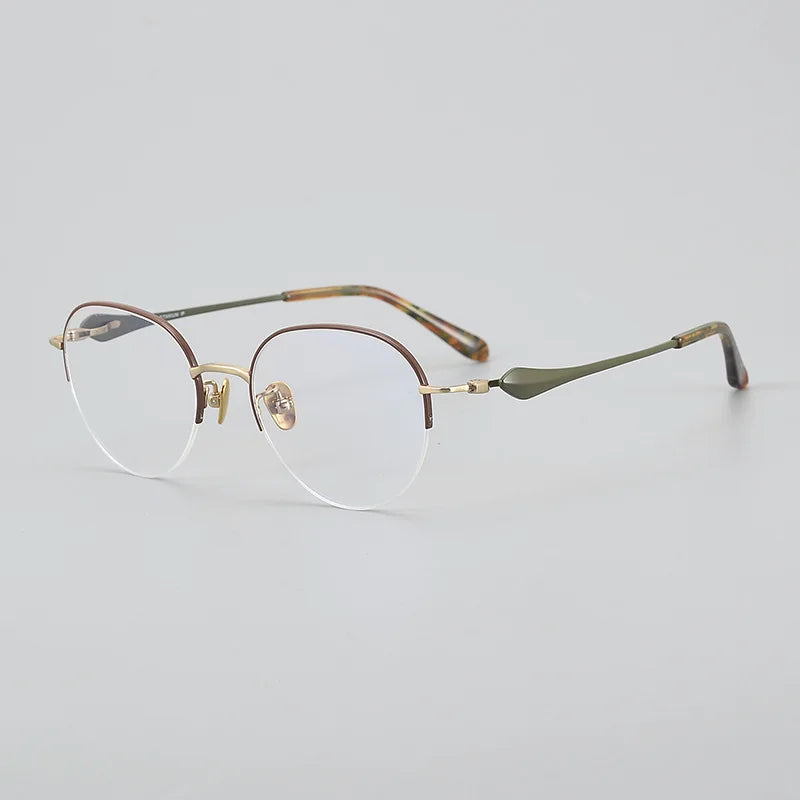 Hewei Unisex Semi Rim Stainless Steel Eyeglasses 415019 Semi Rim Hewei C4