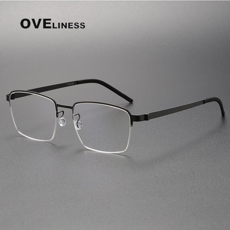 Oveliness Unisex Full Rim Square Titanium Eyeglasses 7426 Full Rim Oveliness black