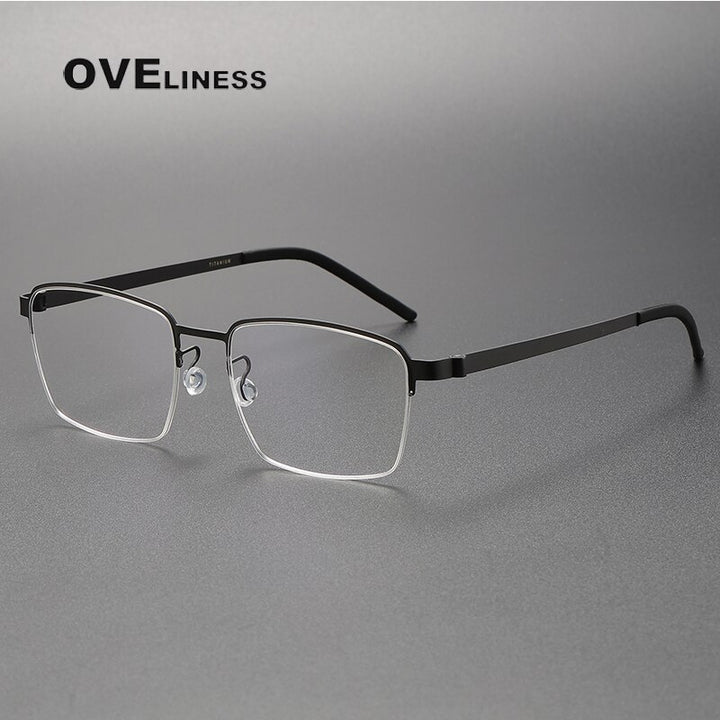 Oveliness Unisex Full Rim Square Titanium Eyeglasses 7426 Full Rim Oveliness black  