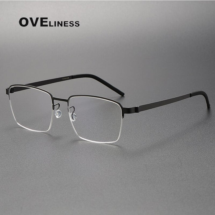 Oveliness Unisex Full Rim Square Titanium Eyeglasses 7426 Full Rim Oveliness black