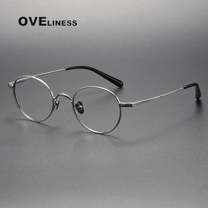 Oveliness Unisex Full RIm Round Titanium Eyeglasses 01tr Full Rim Oveliness silver