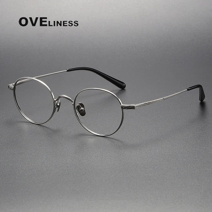 Oveliness Unisex Full RIm Round Titanium Eyeglasses 01tr Full Rim Oveliness silver  