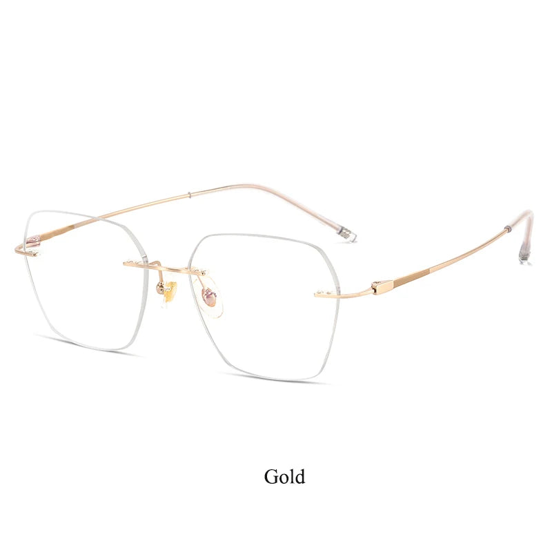 Bclear Women's Rimless Polygon Cat Eye Titanium Eyeglasses 46074 Rimless Bclear Gold