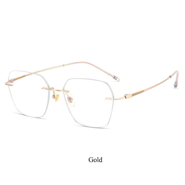 Bclear Women's Rimless Polygon Cat Eye Titanium Eyeglasses 46074 Rimless Bclear Gold