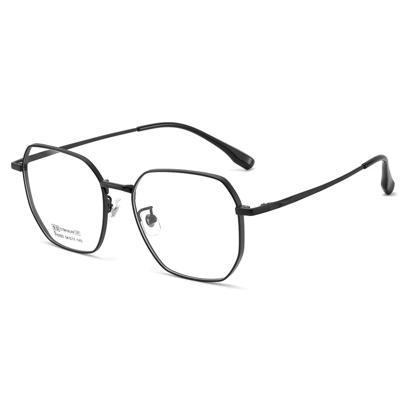 Bclear Unisex Full Rim Small Polygon Square Titanium Eyeglasses My6529 Full Rim Bclear black