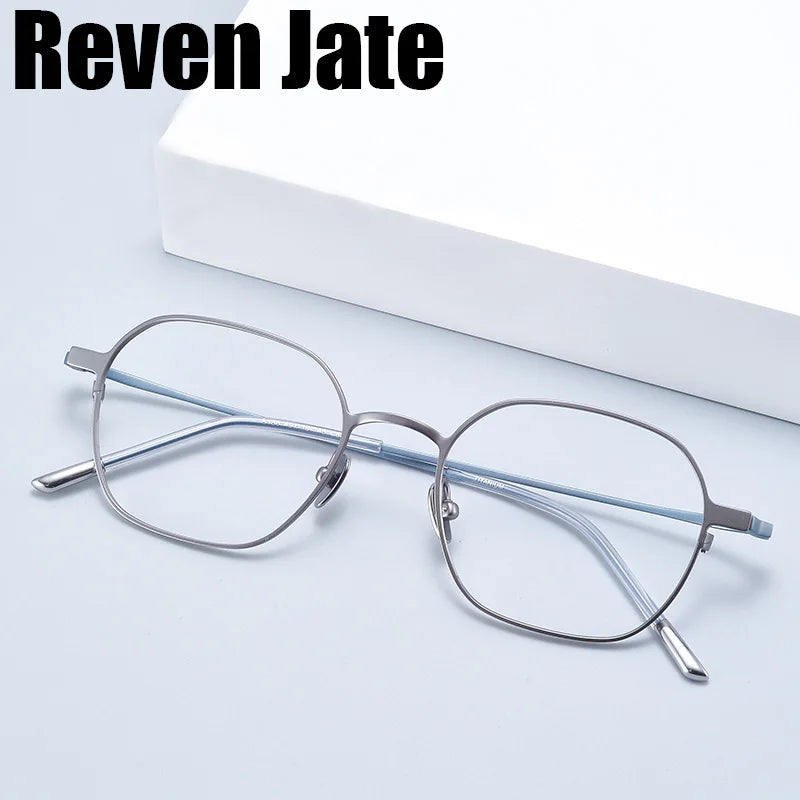 Reven Jate Women's Full Rim Polygon Round Titanium Eyeglasses 8156
