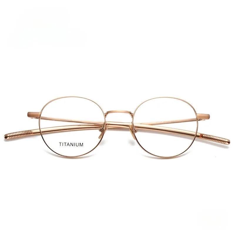Hewei Unisex Full Rim Round Titanium Eyeglasses 07017