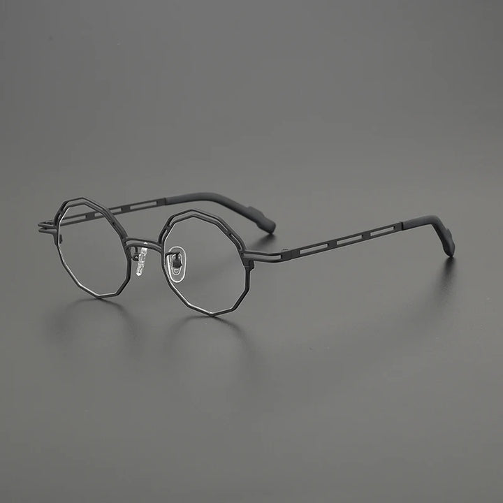 Hewei Unisex Full Rim Polygon Round Titanium Eyeglasses 85888